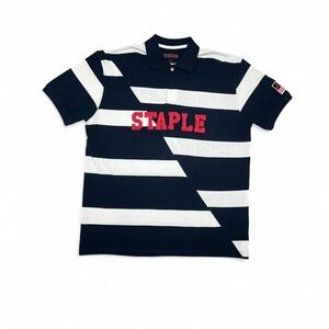 Staple Y2K Rugby Black and White Striped Polo Shirt